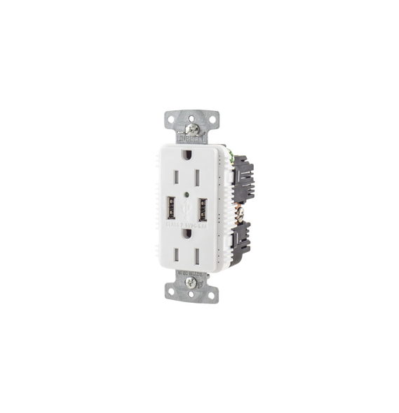 HUBBELL HUB-USB-15A-5W Contacto Dúplex con 2 Puertos US