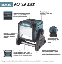 MAKITA ML-005G Luz de Trabajo Inalámbrica Utiliza Batri