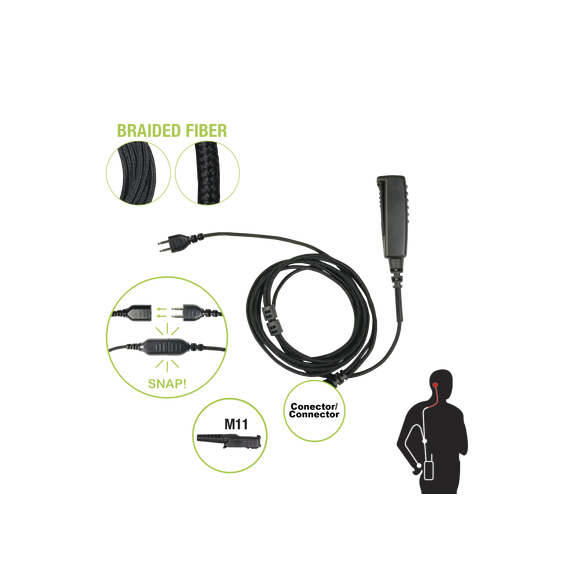 PRYME SNP-2W-M11-BF Cable para Micrófono audífono SNAP