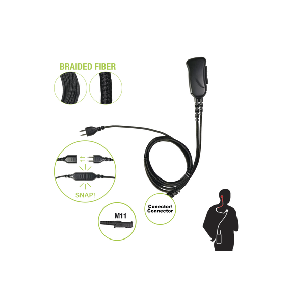 PRYME SNP-1W-M11-BF Micrófono con cable de fibra trenza