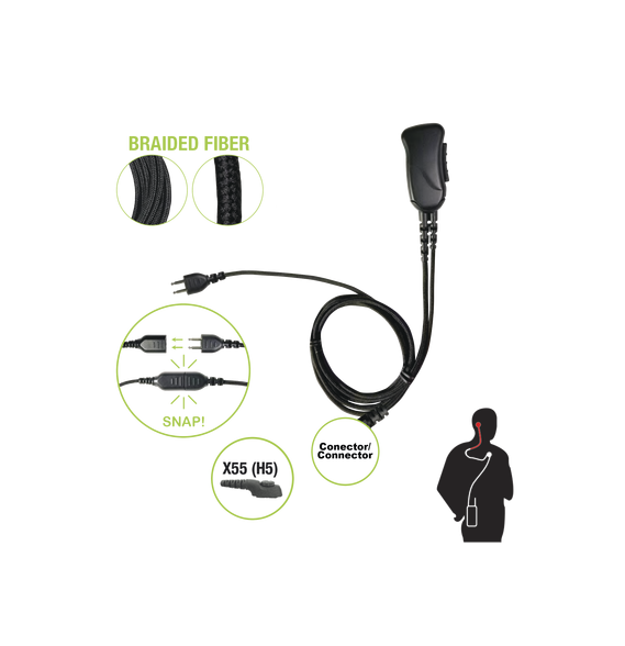 PRYME SNP-1W-55-BF Micrófono con cable de fibra trenzad