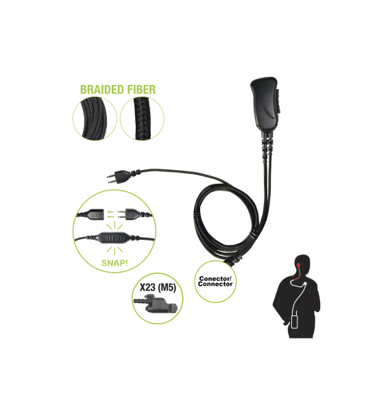 PRYME SNP-1W-23-BF Micrófono con cable de fibra trenzad