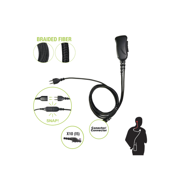 PRYME SNP-1W-10-BF Micrófono con cable de fibra trenzad