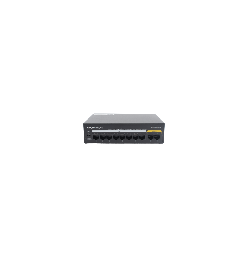 RUIJIE RG-ES110F-P Switch PoE+ con 10 Puertos 10/100 Mb