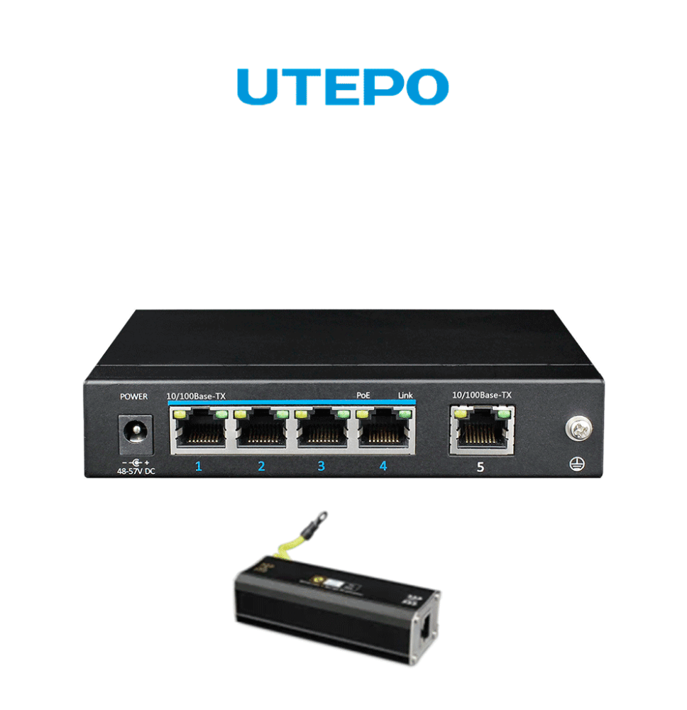 UTEPO UGC4550001 KIT- Switch UTEPO PoE de 5 puertos Fas