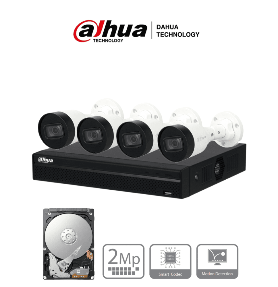 DAHUA DHT0250018 DAHUA KITNVR1104HS-P+4C1TB- Kit IP de