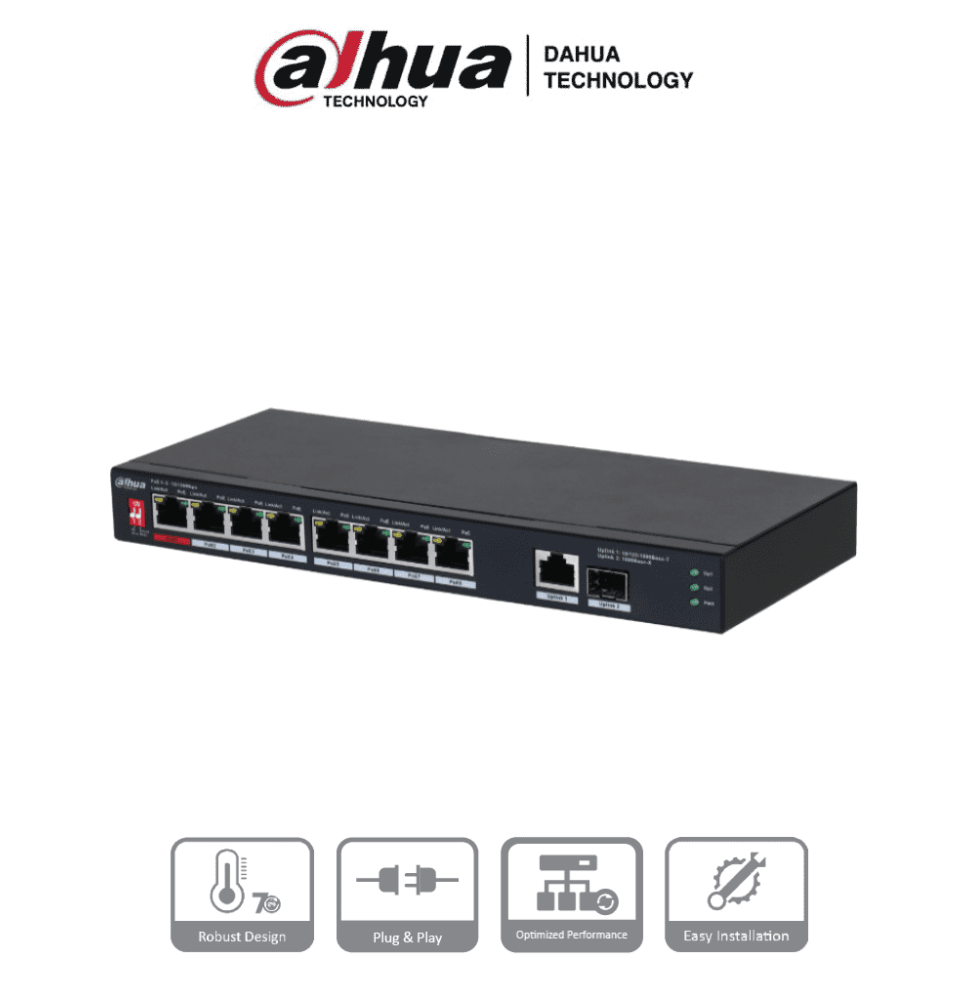 DAHUA DHT3720012 DAHUA PFS3110-8ET1GT1GF-96 -Switch PoE