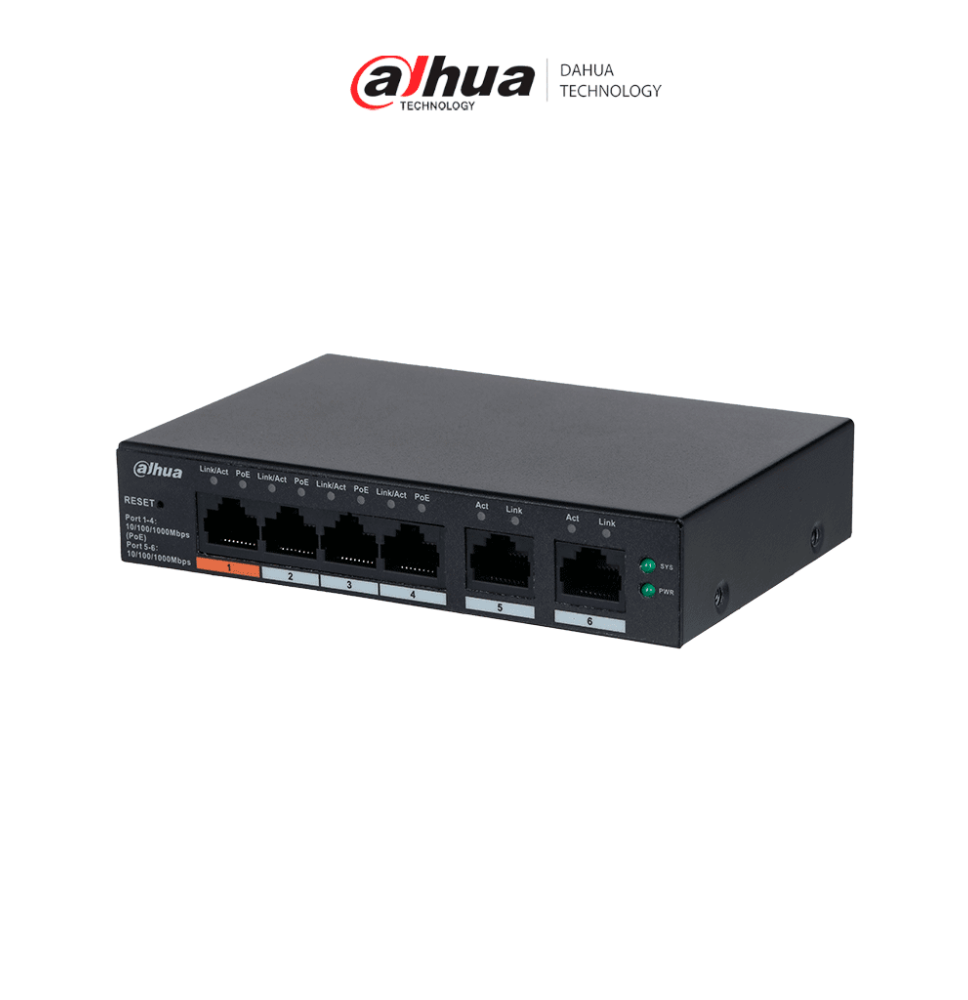 DAHUA DHT3720029 DAHUA CS4006-4GT-60 -  Switch PoE de 6