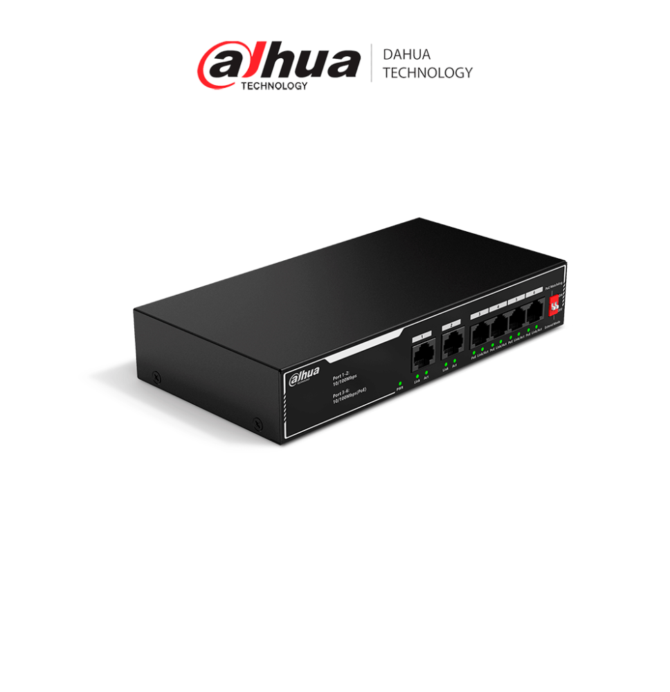 DAHUA DHT3720050 DAHUA  DH-SF1006LP - Switch PoE de 6 P