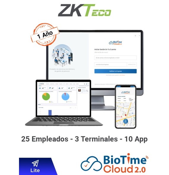 ZKTECO ZKT0820146 ZKTECO BIOTIMECLOUDLITE - Licencia de Asistencia en la