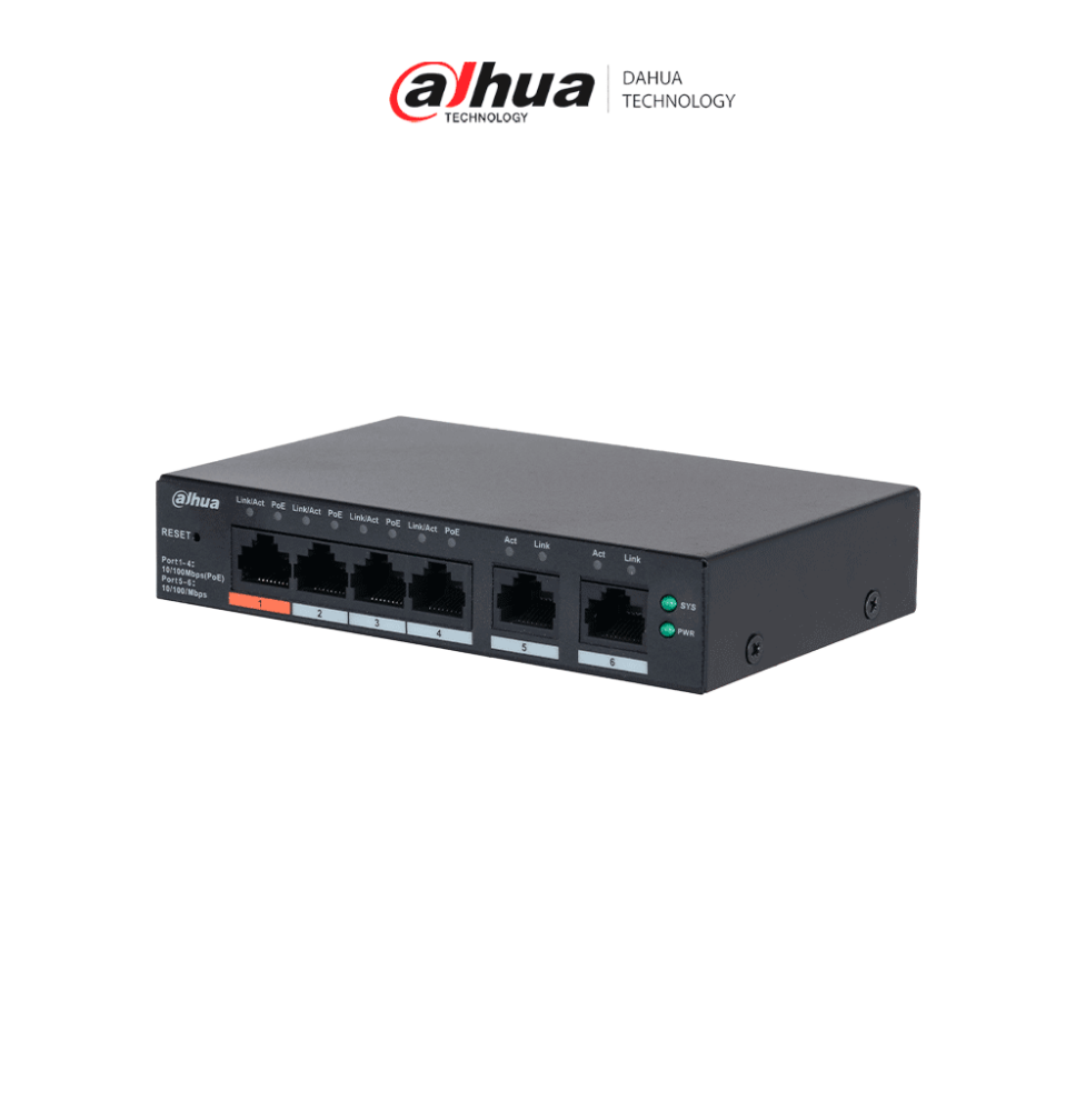 DAHUA DHT3720062 DAHUA DH-CS4006-4ET2ET-60 - Switch PoE de 6 Puertos Adm